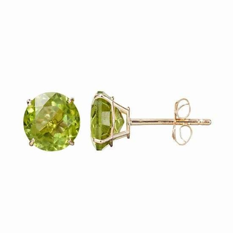 Jewelry * | New Everlasting Gold Gemstone Peridot 10K Gold Stud Earrings