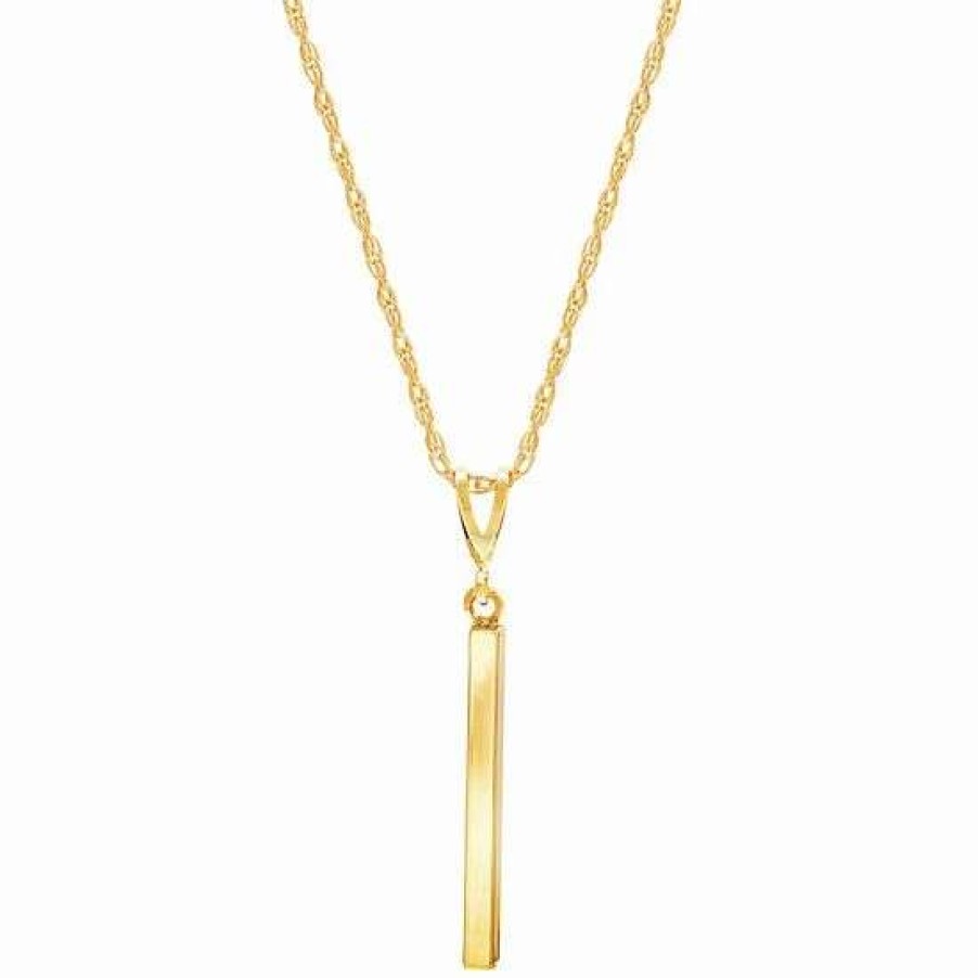 Jewelry * | New Everlasting Gold 10K Gold Square Tube Drop Pendant Necklace