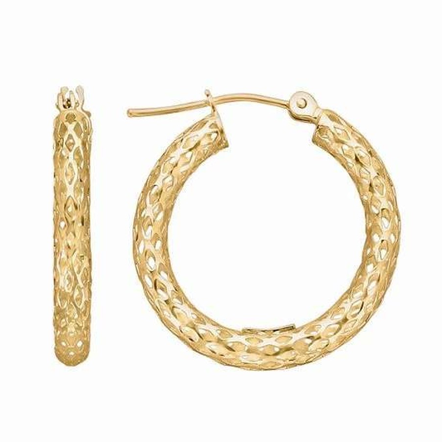 Jewelry * | Budget Everlasting Gold 10K Gold Openwork Hoop Earrings