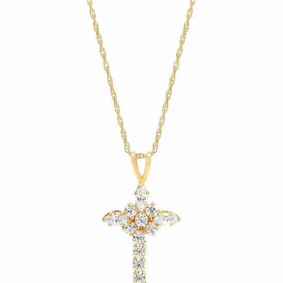 Jewelry * | Outlet Everlasting Gold 10K Gold Cubic Zirconia Cross Pendant Necklace