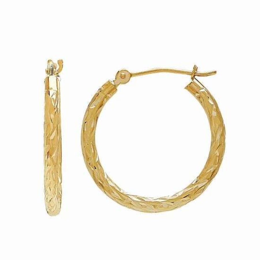 Jewelry * | Outlet Everlasting Gold 14K Gold Textured Hoop Earrings