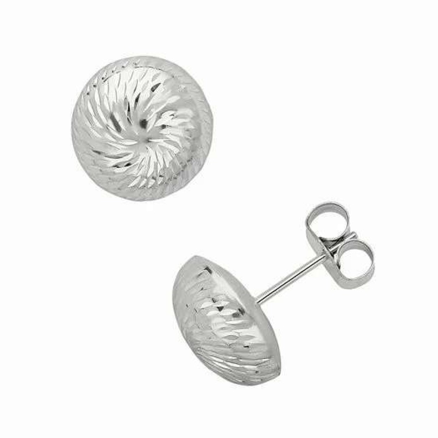 Jewelry * | Best Deal Everlasting Gold 10K White Gold Textured Button Stud Earrings