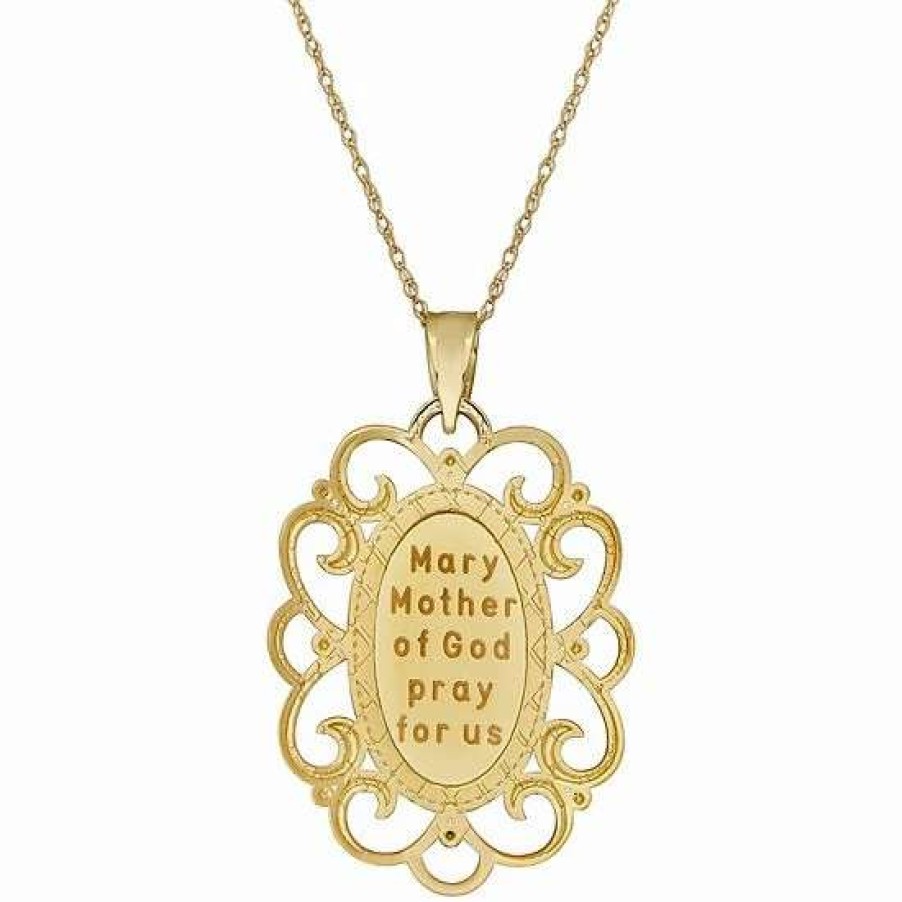 Jewelry * | New Everlasting Gold 10K Gold Filigree Virgin Mary Pendant Necklace