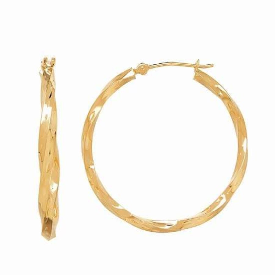 Jewelry * | Brand New Everlasting Gold 14K Gold Twist Hoop Earrings