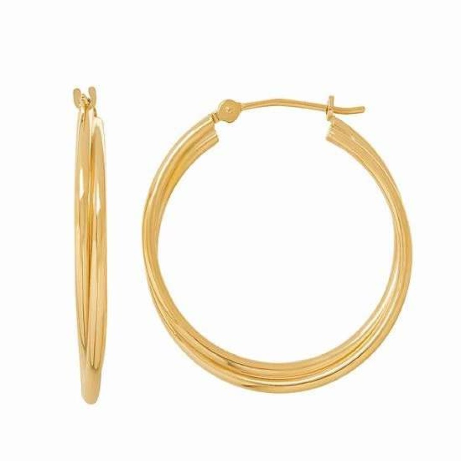 Jewelry * | Flash Sale Everlasting Gold 14K Gold Tube Double Hoop Earrings