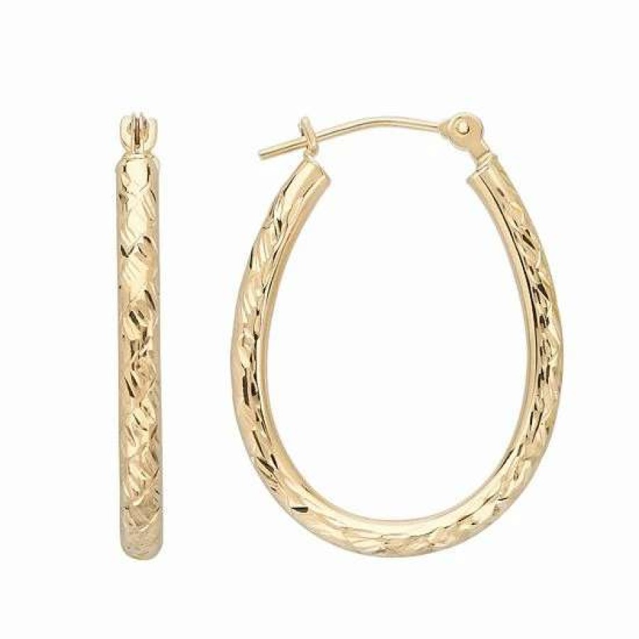 Jewelry * | Coupon Everlasting Gold 10K Gold Textured Pear Hoop Earrings