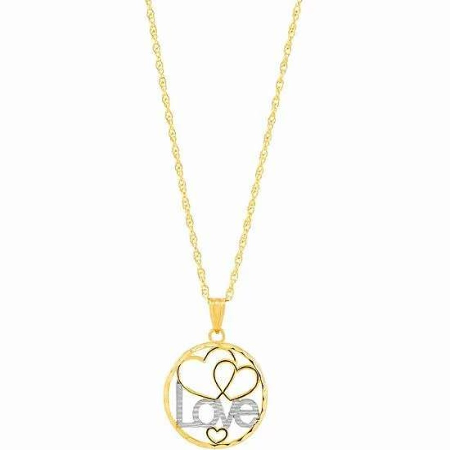 Jewelry * | Discount Everlasting Gold 10K Gold "Love" Heart Pendant Necklace