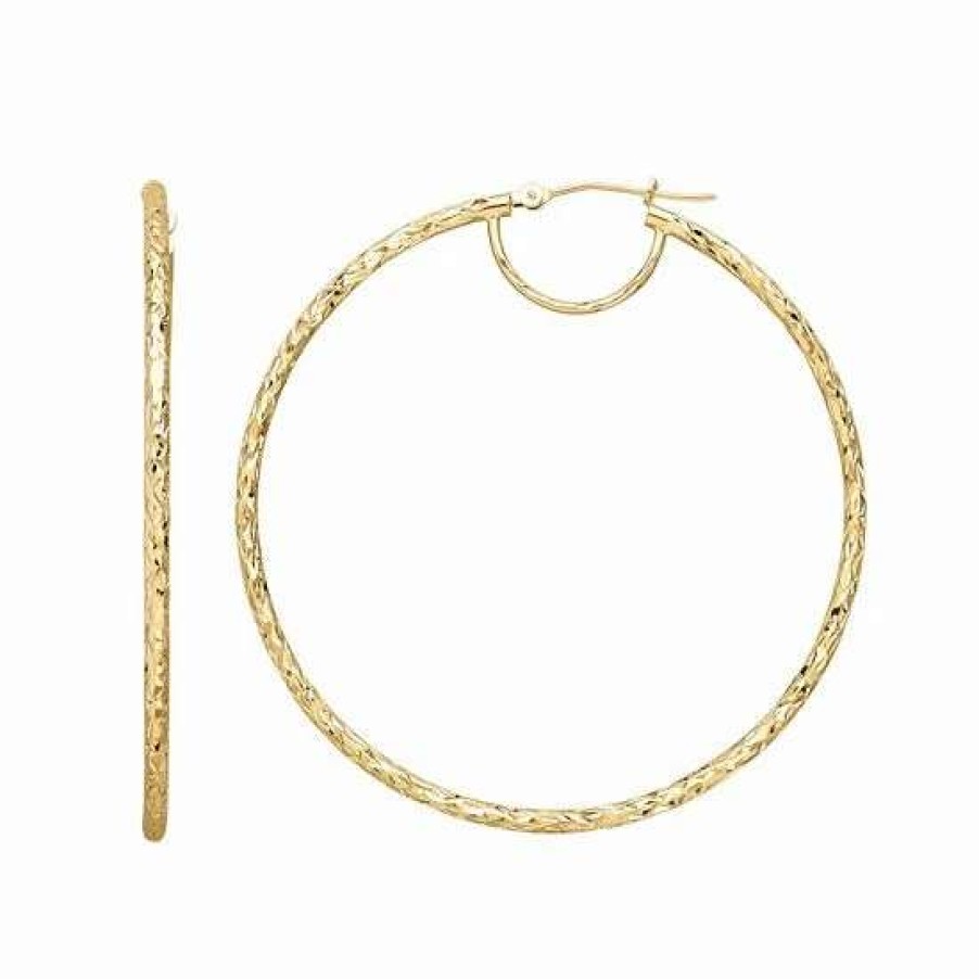 Jewelry * | Buy Everlasting Gold 14K Gold Textured Hoop Earrings