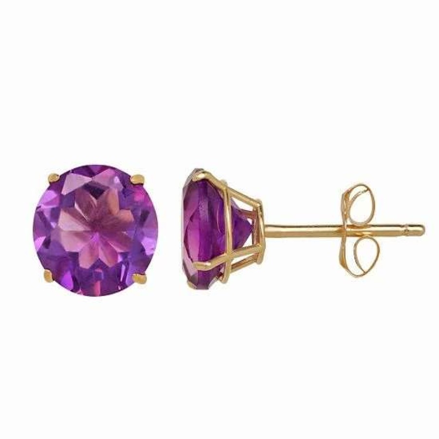 Jewelry * | Cheapest Everlasting Gold Amethyst 10K Gold Stud Earrings