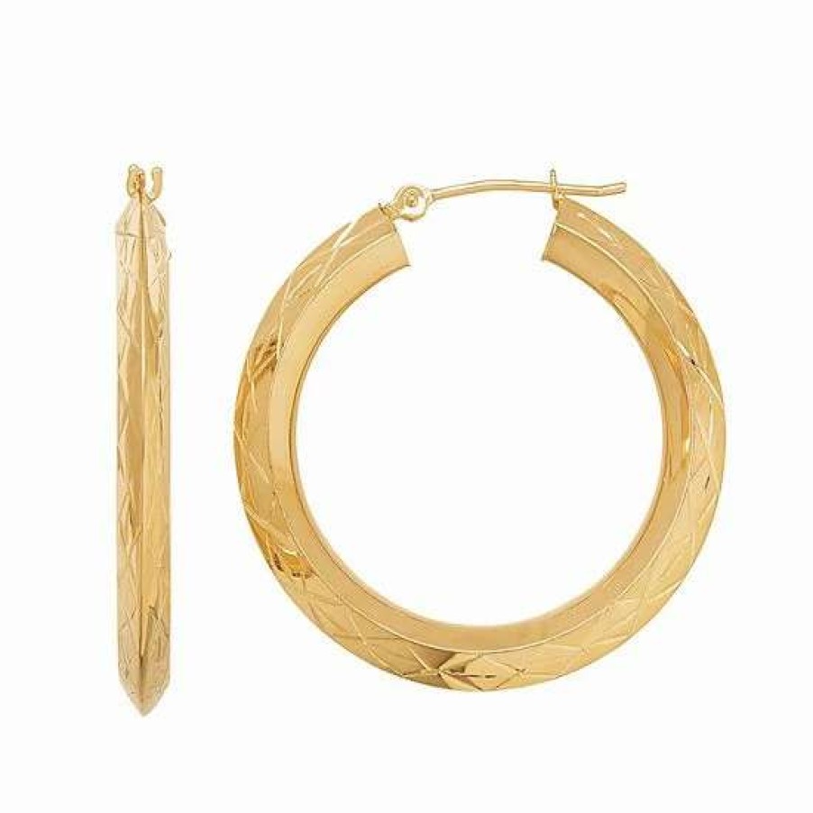 Jewelry * | Promo Everlasting Gold 14K Gold Textured Hoop Earrings