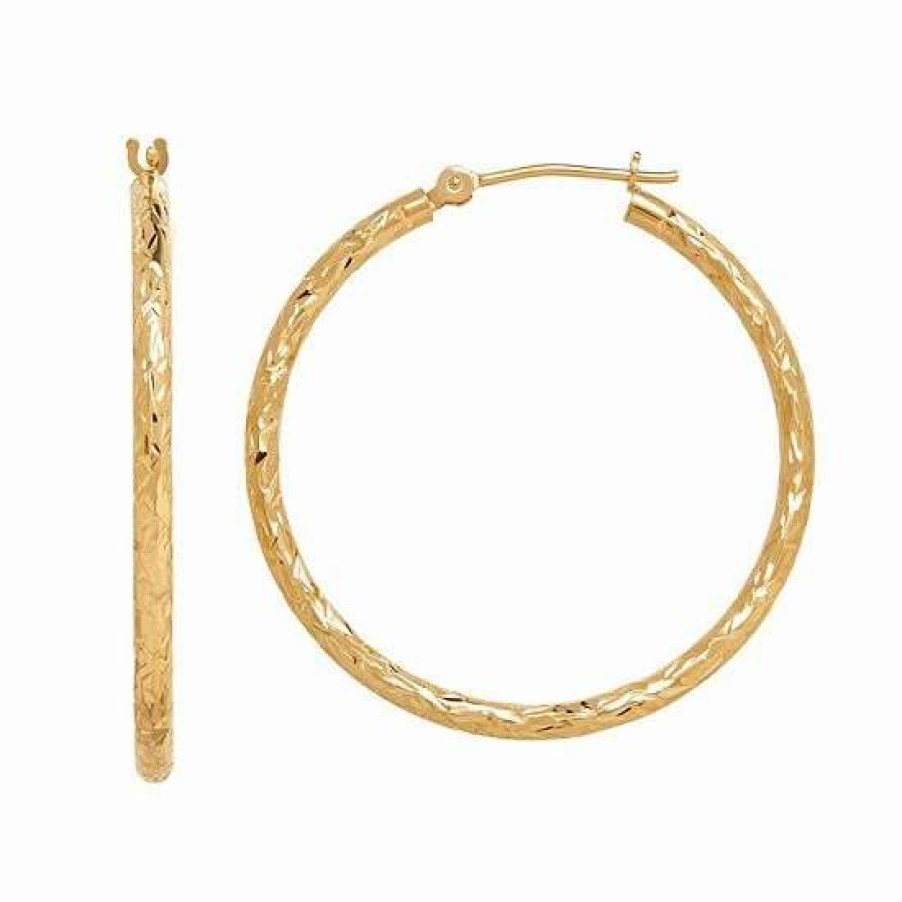 Jewelry * | Discount Everlasting Gold 14K Gold Textured Tube Hoop Earrings