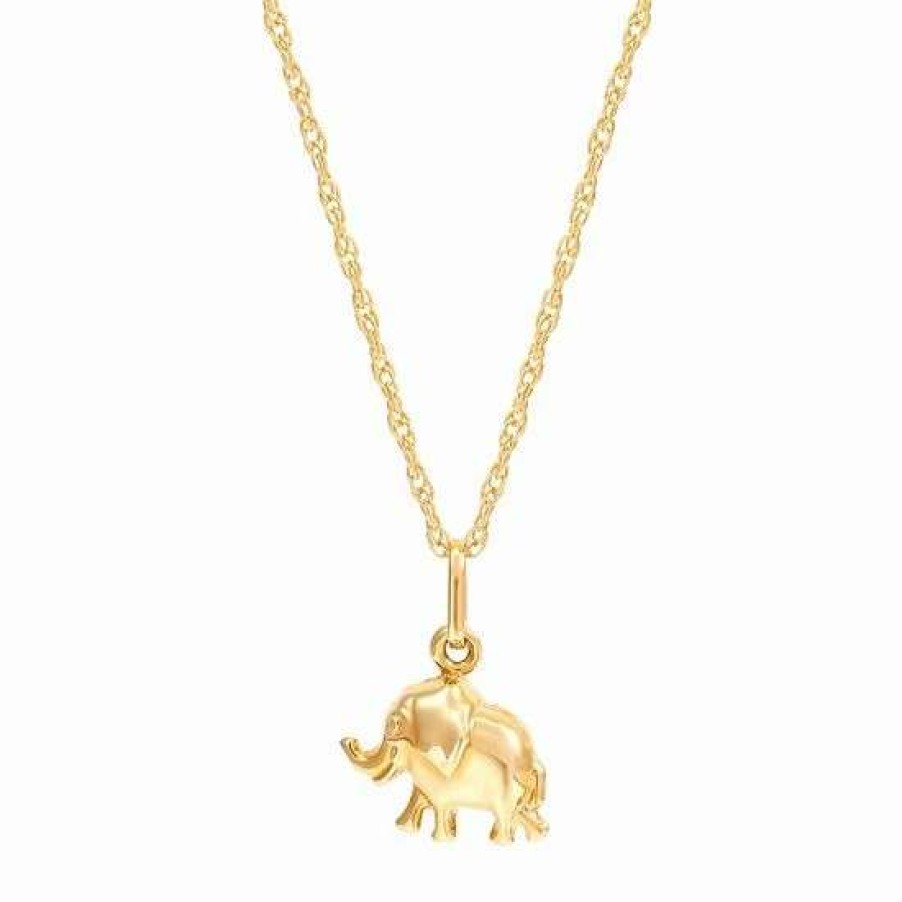 Jewelry * | Deals Everlasting Gold 10K Gold Elephant Pendant Necklace