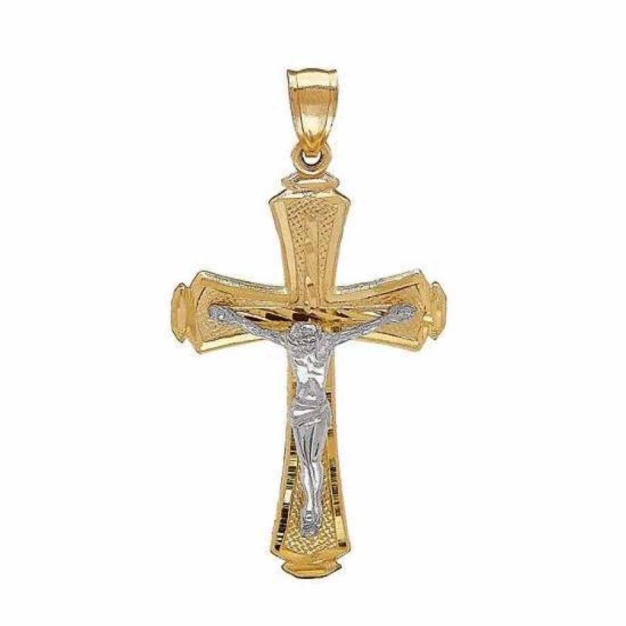 Jewelry * | Cheapest Everlasting Gold Two Tone 10K Gold Crucifix Pendant