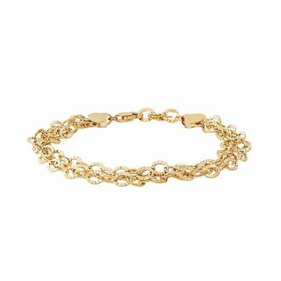 Jewelry * | Top 10 Everlasting Gold 10K Gold Multi Row Picasso Link Chain Bracelet