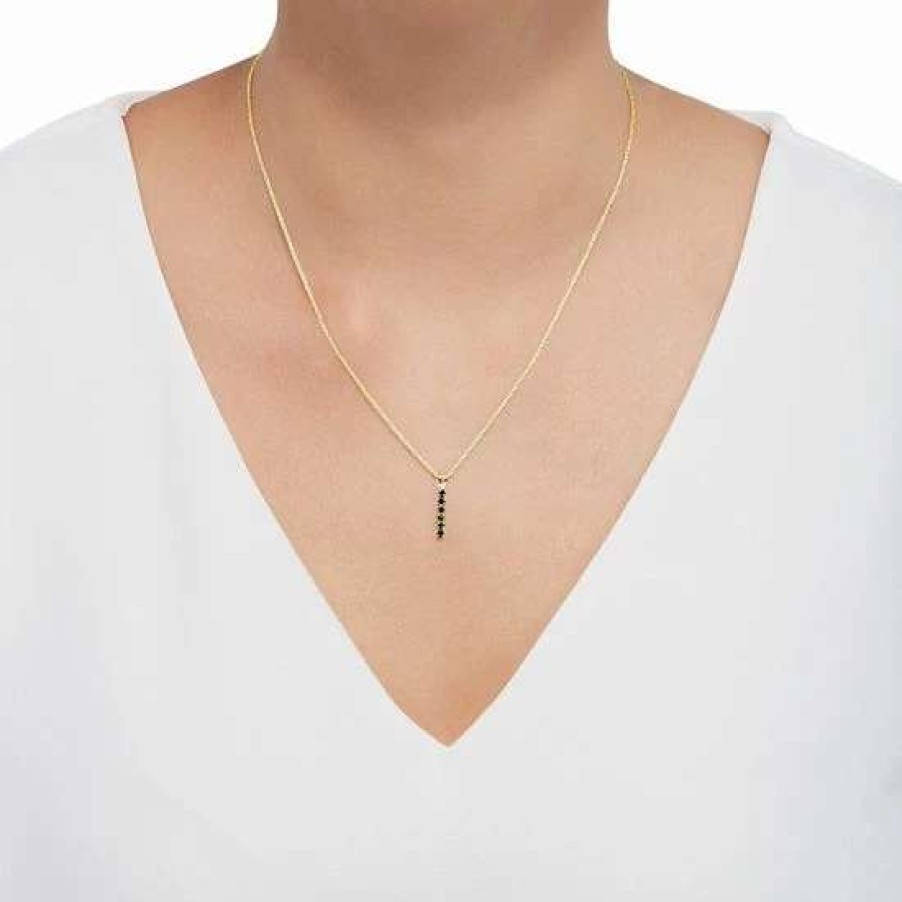 Jewelry * | Coupon Everlasting Gold 10K Gold Simulated Emerald Stick Pendant Necklace