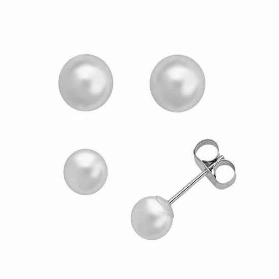 Jewelry * | Top 10 Everlasting Gold 10K White Gold Ball Stud Earring Set