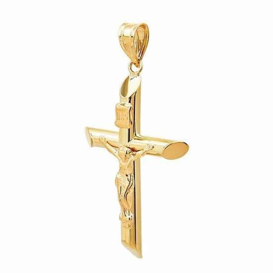 Jewelry * | Cheapest Everlasting Gold 14K Gold Polished Tube Crucifix Pendant Necklace