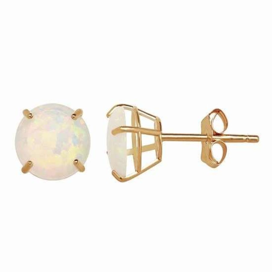 Jewelry * | Wholesale Everlasting Gold Lab-Created Opal 10K Gold Stud Earrings