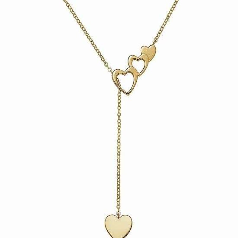 Jewelry * | Brand New Everlasting Gold 10K Gold Heart Lariat Necklace