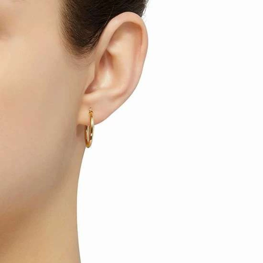 Jewelry * | Brand New Everlasting Gold 14K Gold Wheat Design Tube Hoop Earrings