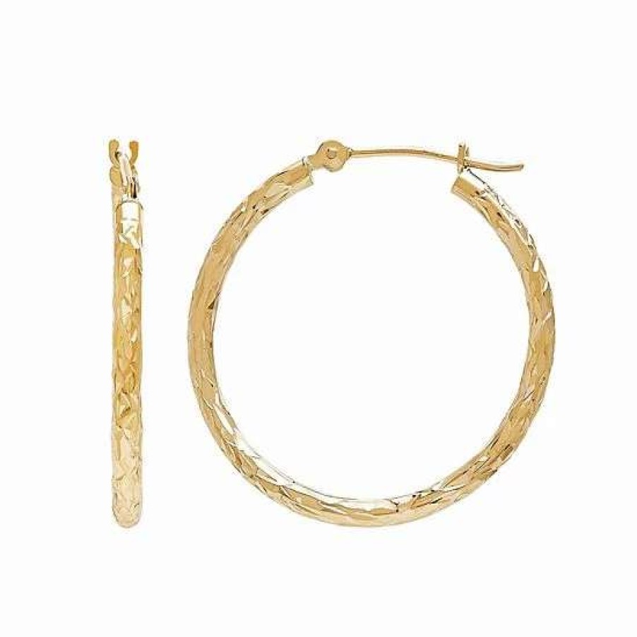 Jewelry * | Cheap Everlasting Gold 14K Gold Textured Tube Hoop Earrings