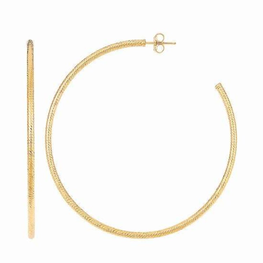 Jewelry * | Hot Sale Everlasting Gold 14K Gold 60 Mm Tube Hoop Earrings