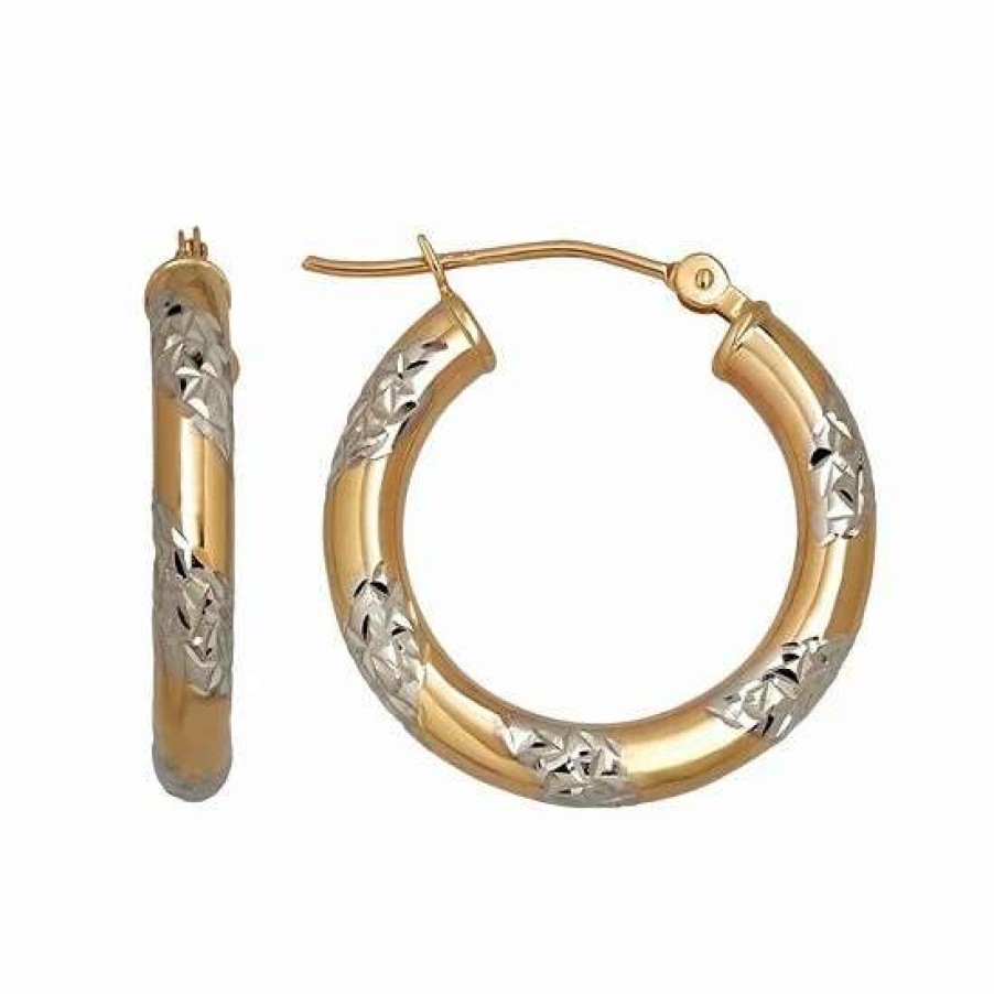 Jewelry * | Flash Sale Everlasting Gold Two Tone 14K Gold Hoop Earrings