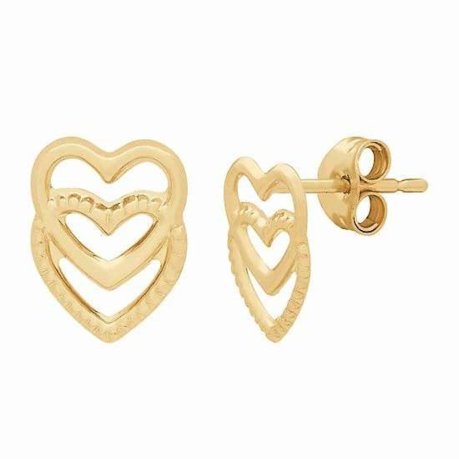 Jewelry * | Budget Everlasting Gold 14K Gold Heart Stud Earrings