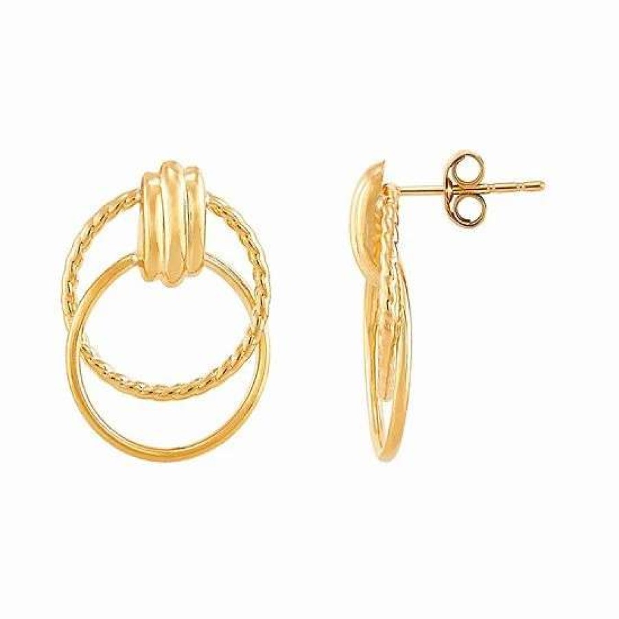 Jewelry * | Best Pirce Everlasting Gold 14K Gold Double Circle Drop Earrings