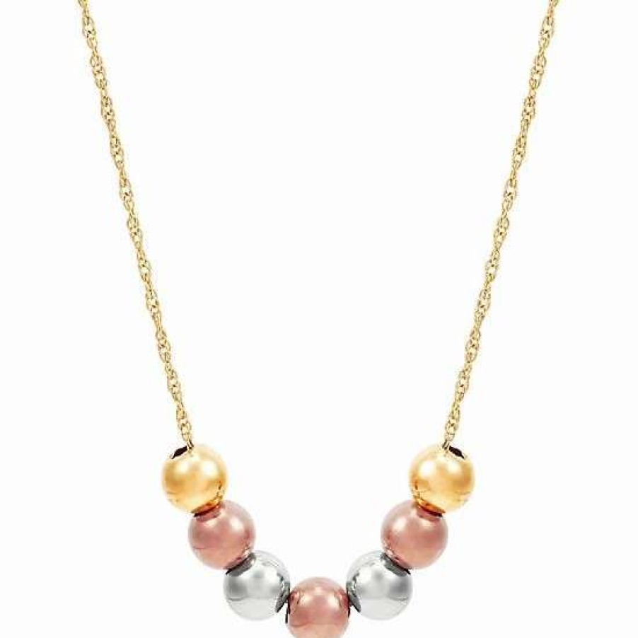 Jewelry * | Flash Sale Everlasting Gold 10K Gold Tri-Tone Bead Pendant Necklace