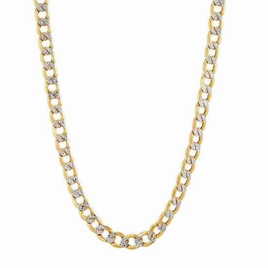 Jewelry * | Cheap Everlasting Gold 10K Gold 4.9 Mm Pave Curb Chain Necklace 26 In.