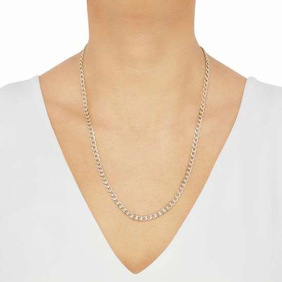 Jewelry * | Cheap Everlasting Gold 10K Gold 4.9 Mm Pave Curb Chain Necklace 26 In.