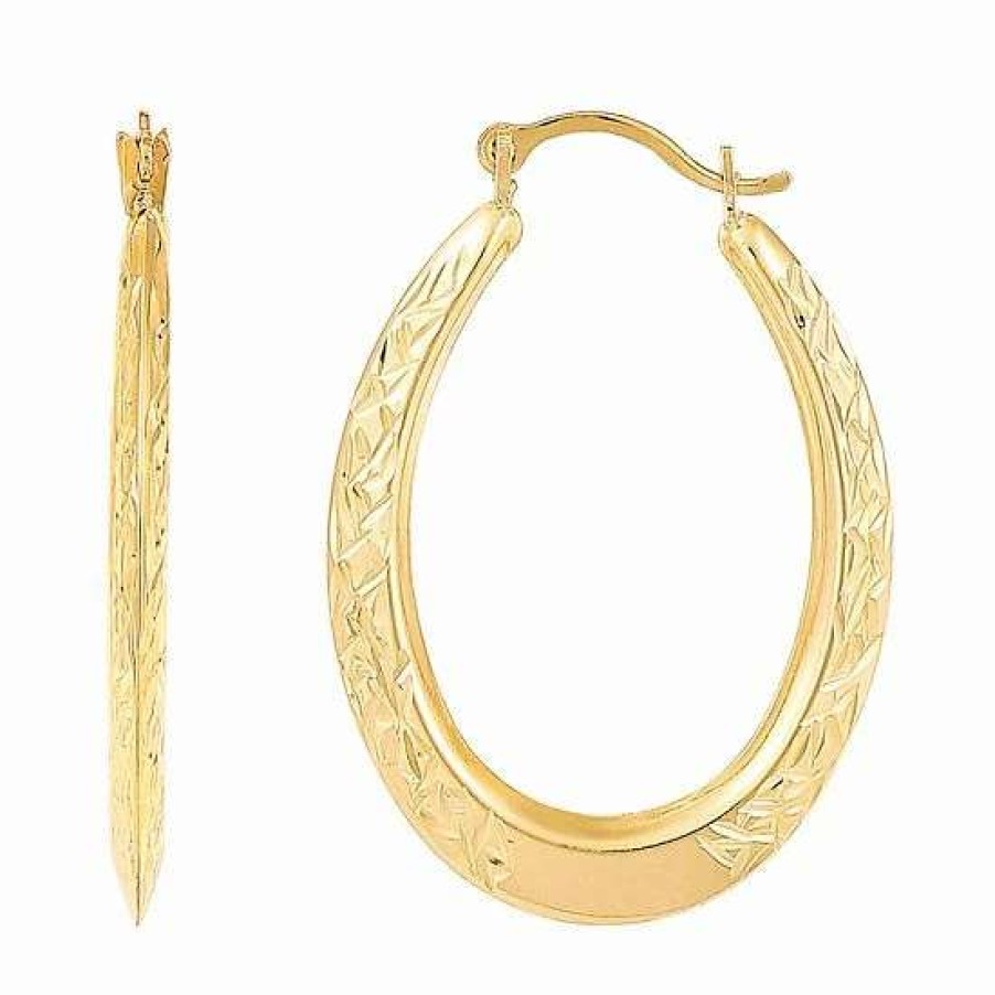 Jewelry * | Best Deal Everlasting Gold 10K Gold Oval Hoop Earrings