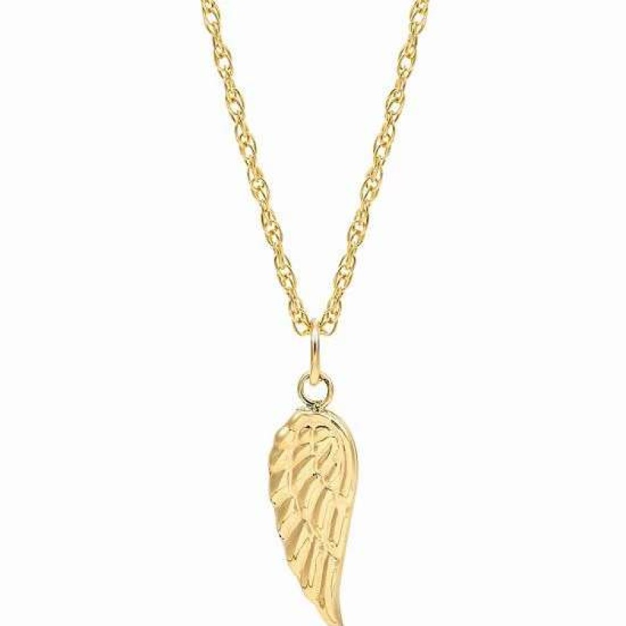 Jewelry * | Best Deal Everlasting Gold 10K Gold Flat Back Angel Wing Pendant Necklace