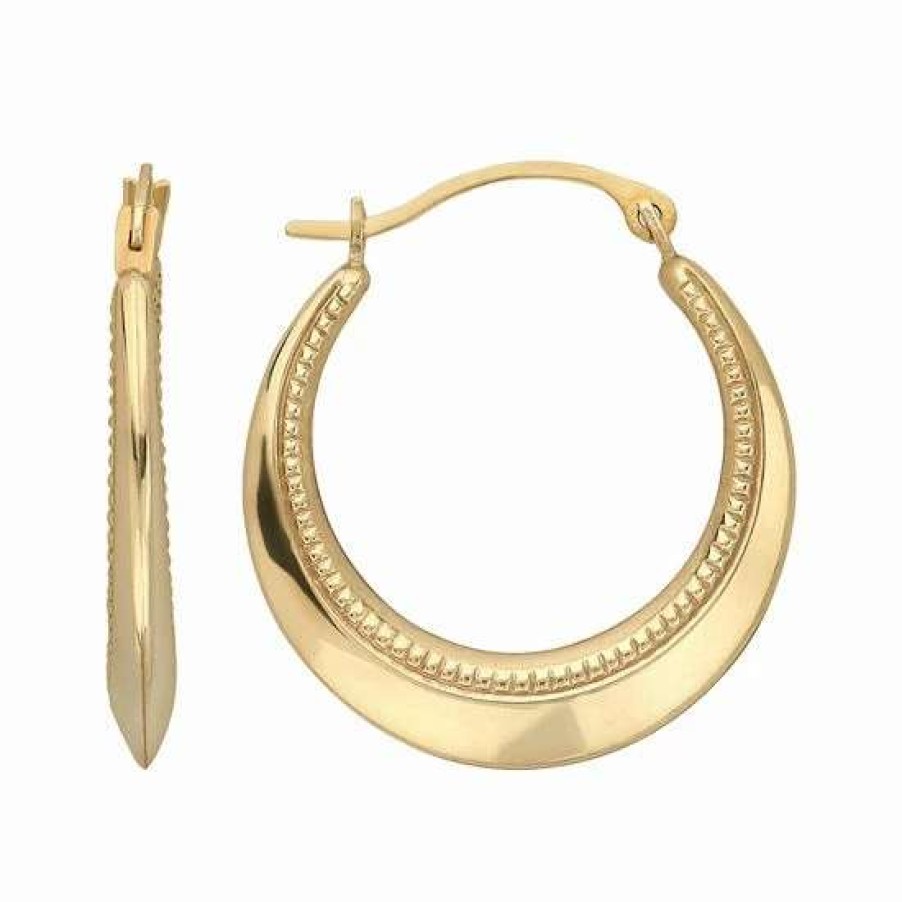 Jewelry * | Best Deal Everlasting Gold 10K Gold Beaded Hoop Earrings