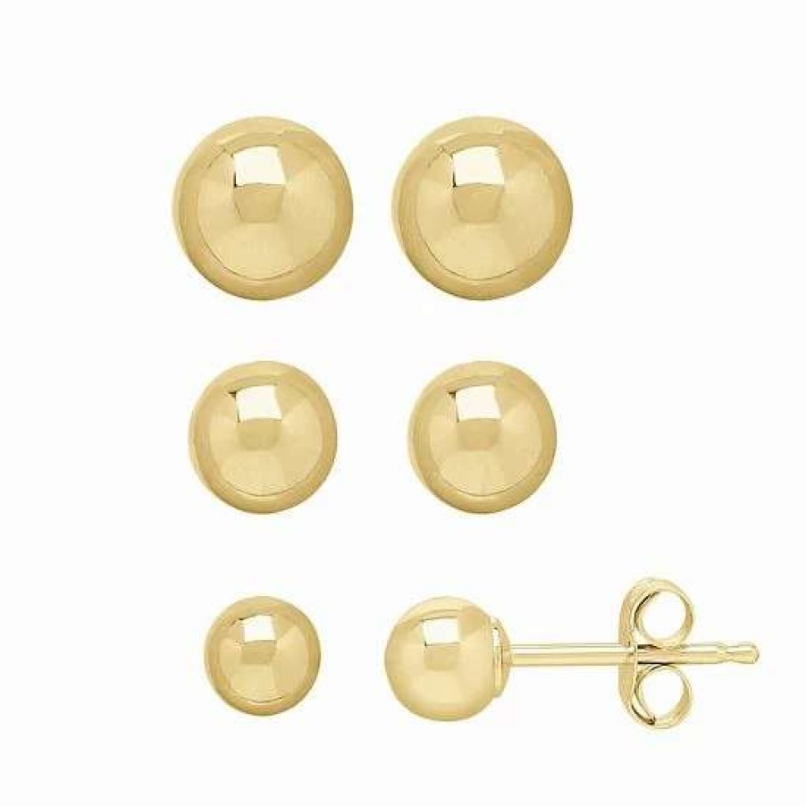 Jewelry * | Best Deal Everlasting Gold 14K Gold Ball Stud Earring Set