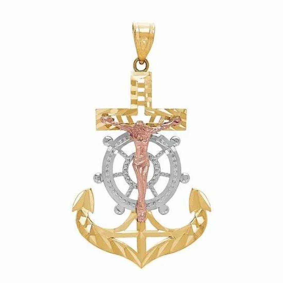 Jewelry * | Discount Everlasting Gold 10K Gold Crucifix Anchor Charm