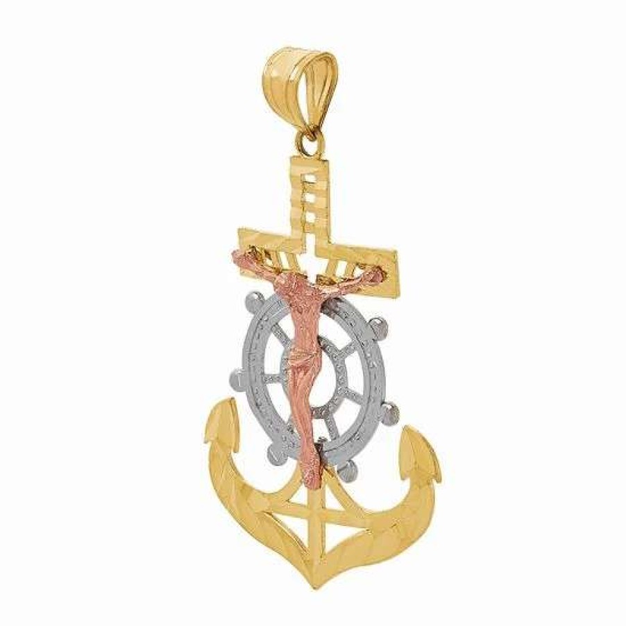 Jewelry * | Discount Everlasting Gold 10K Gold Crucifix Anchor Charm