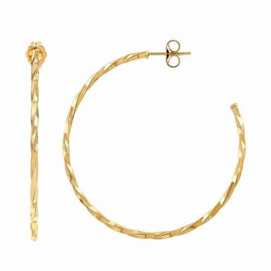 Jewelry * | Top 10 Everlasting Gold 14K Gold Twist Hoop Earrings