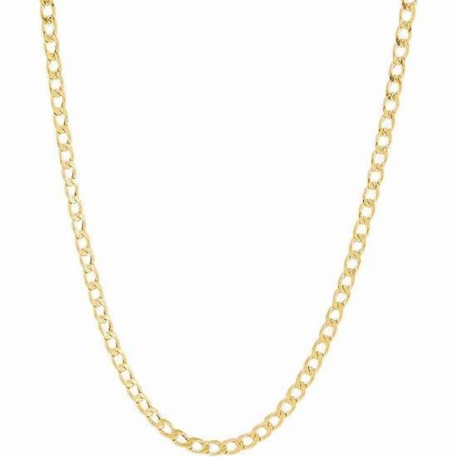 Jewelry * | Best Reviews Of Everlasting Gold 14K Gold Hollow Curb Chain Necklace