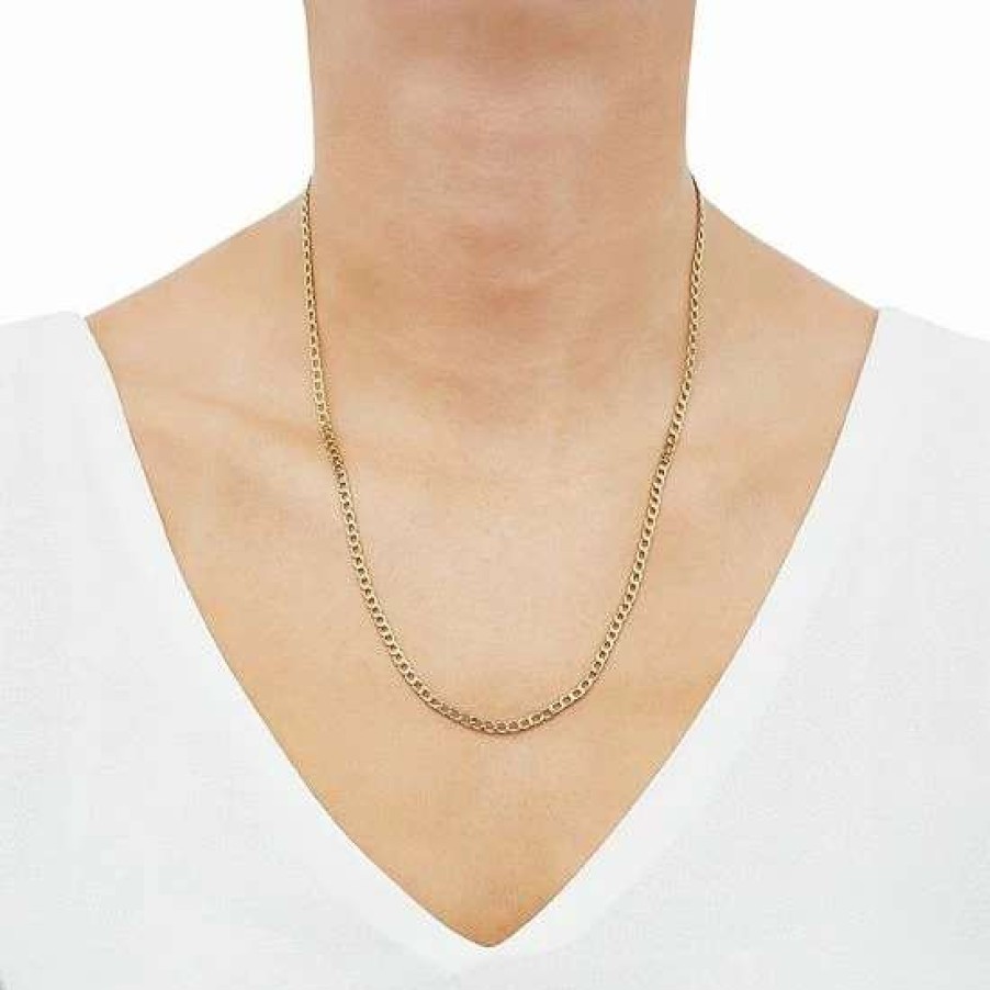 Jewelry * | Best Reviews Of Everlasting Gold 14K Gold Hollow Curb Chain Necklace