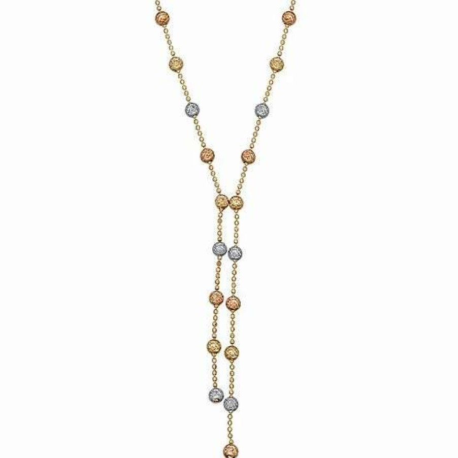 Jewelry * | Best Pirce Everlasting Gold Tri-Tone 10K Gold Beaded Necklace