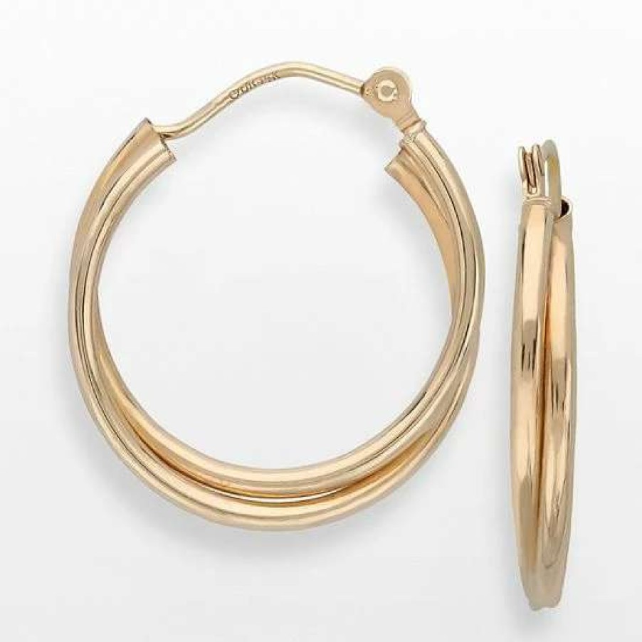 Jewelry * | Best Pirce Everlasting Gold 10K Gold Crisscross Hoop Earrings