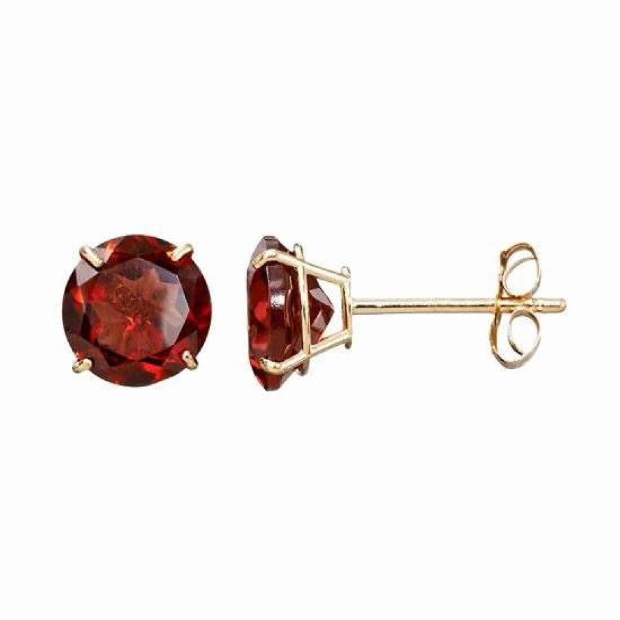 Jewelry * | New Everlasting Gold Gemstone Garnet 10K Gold Stud Earrings