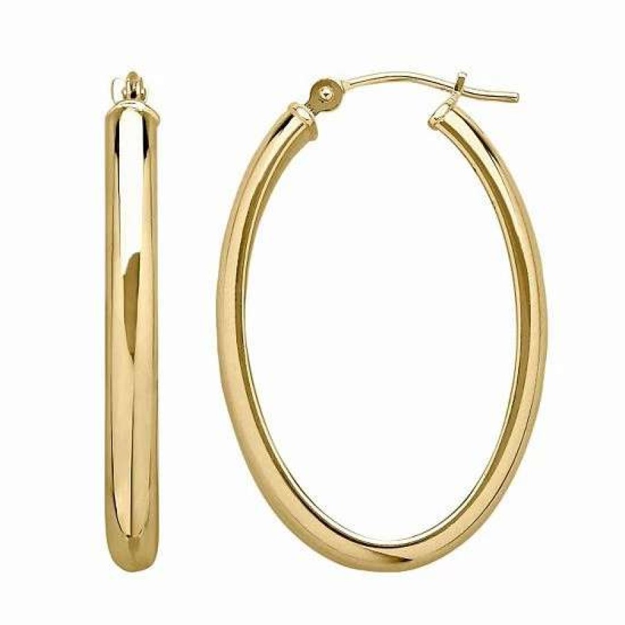 Jewelry * | Best Sale Everlasting Gold 14K Gold Oval Hoop Earrings