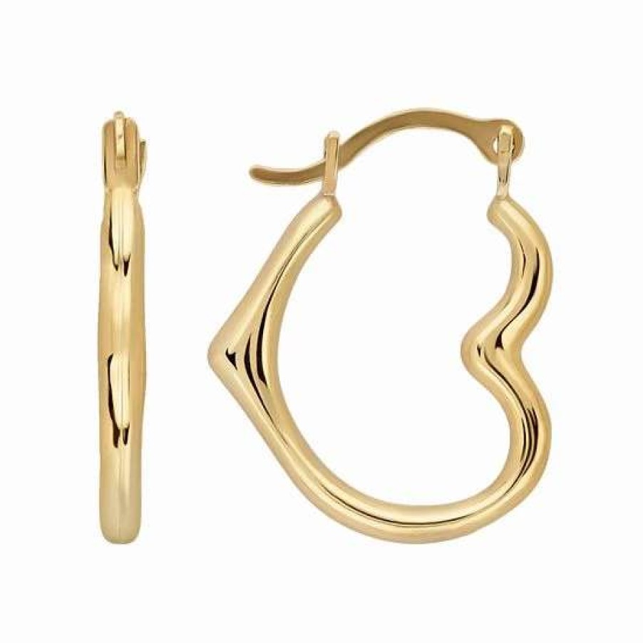 Jewelry * | Flash Sale Everlasting Gold 10K Gold Heart Hoop Earrings