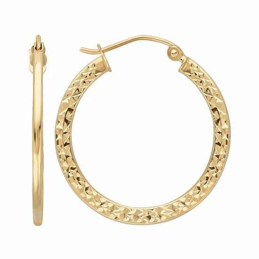 Jewelry * | Deals Everlasting Gold 10K Gold Textured Hoop Earrings