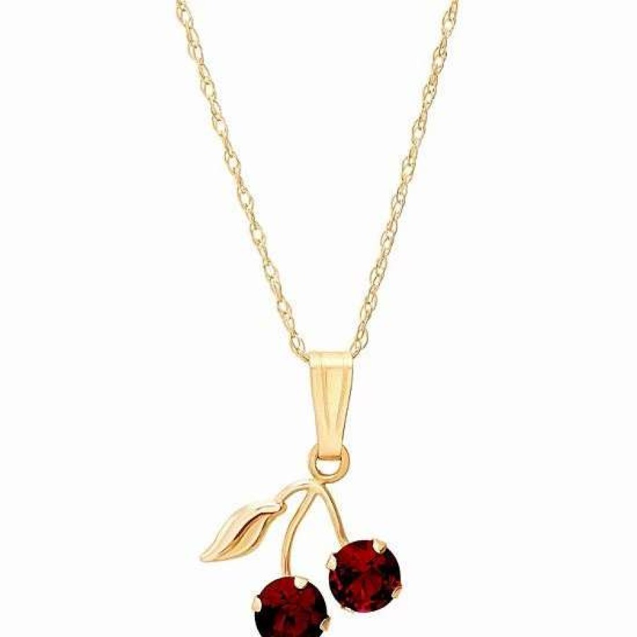 Jewelry * | New Everlasting Gold 10K Gold Lab-Created Ruby Cherry Pendant Necklace